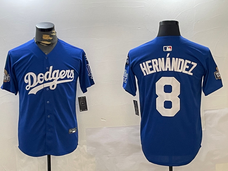 Men Los Angeles Dodgers 8 Yamamoto 2024 World series patch blue jersey 20241120154